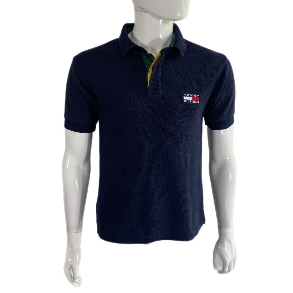 Tommy Hilfiger Vintage 90s Navy Blue Cotton Polo